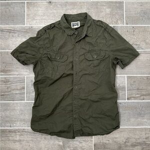 Converse Green Casual Button Down Shirt Lightweight Cotton